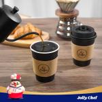 JOLLY CHEF 100 Pack 12 oz Coffee Cups with Lids, Sleeves and Stirrers, Disposable Black Hot Paper Coffee Cups for all Kinds of Beverages