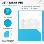 Plastic Folders with Pockets, 6 Pack Document Folders with Business Card Slot, 2 Pocket Folders Back to School Supplies for Kids, Office