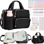 Bible Cover Case for Women, Large Bible Bag with Removable Pencil Case, Water Bottle Pocket and Shoulder Strap for Bible Study Supplies, Church Carrying Journaling Kit, Christian Gift for Women