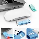 MOSDART 64GB USB 2.0 Flash Drive, with Keychain Loop, Swivel Design with LED Light, exFAT Memory Stick for Computers, System Backup, Data Storage Thumb Drive, Green and Blue (Pack of 2)