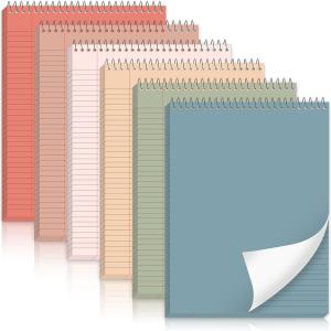 gisgfim 6 Pcs Morandi Top Bound Spiral Notebooks 8.5" x 11" College Ruled Aesthetic Legal P Steno Ps Colored Paper Assorted Covers Wirebound Notep for Writing School Office Supplies