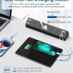 Jgstkcity Desk Clamp Power Strip USB C,40W Total Fast Charging Station,4 PD 20W USB C Ports,Desk Edge Mount Surge Protector,5 Outlets,Fit 1.96" Tabletop Edge,ETL Listed