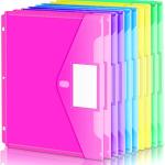 Forvencer Binder Pocket, 10 Pack Super Heavyweight Plastic Folders with Tight Closure, Folders with Pockets Side Loing, Binder Organizer, Binder Dividers with Pockets, Letter Size, Assorted Colors