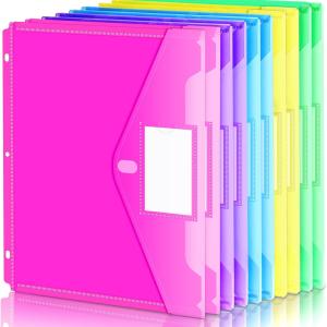 Forvencer Binder Pocket, 10 Pack Super Heavyweight Plastic Folders with Tight Closure, Folders with Pockets Side Loing, Binder Organizer, Binder Dividers with Pockets, Letter Size, Assorted Colors