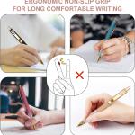 Linbsunne Ballpoint Pens Black Medium Point 1mm Pen with Super Soft Grip Ball Point Pen for Men Women Retractable Pens (gold-12 pcs)