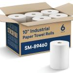 Industrial Paper Towels 10 x 800 White Roll Towels High Capacity Premium Quality (TAD Fabric Cloth Like Texture) Fits Touchless Automatic Commercial Towel Dispenser (Packed 6 Rolls)