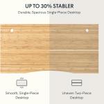 FLEXISPOT Whole Piece 55"x28" Desk Board for Electric Standing Desk Curved Natural Bamboo
