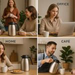 Heritage66 Thermal Coffee Carafe with Cleaning Brush – 68 oz (2 L) Vacuum Insulated Stainless Steel Beverage Dispenser, Keeps Drinks Hot 12 H/Cold 24 H, Ideal for Home, Office & Parties