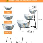 YHOSSEUN 3 Tier Serving Bowls, Serving Dishes for Entertaining Porcelain Serving Trays and Platters Tiered Bowl Set with Collapsible Thicker Sturdier Metal Rack