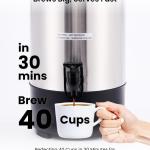 SYBO Commercial Gre Stainless Steel Percolate Coffee Maker, Hot Water Urn for Catering, Hot Beverage Dispenser, 40-Cup, 6L, Metallic