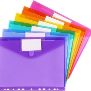 Tamaki 6 Pack Binder Pocket Folders, Binder Folders with Pockets for School Supplies, Letter Size, 11 Holes, Colorful