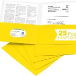 Zzrywuty 25 Packs Paper Folders with Pockets for Students, Businessmen and Office Workers,Letter Size,Two Pocket Folders with Card Slot for Office,Business,School Supplies (Yellow)