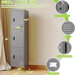 Metal Locker with Hooks and Ventilation Holes,Metal Storage Locker with Keys and Business Card Slot for Home,Gym,Garage,School,Office,66" H×15.75" W× 15.75" D,Assembly Required,Dark Grey