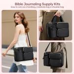 Bible Cover Case for Women, Large Bible Bag with Removable Pencil Case, Water Bottle Pocket and Shoulder Strap for Bible Study Supplies, Church Carrying Journaling Kit, Christian Gift for Women