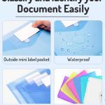 Forvencer Binder Pocket, 10 Pack Super Heavyweight Plastic Folders with Tight Closure, Folders with Pockets Side Loing, Binder Organizer, Binder Dividers with Pockets, Letter Size, Assorted Colors