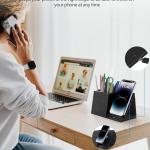 Pen Holder with Wireless Charger, Compatible with iPhone 17/16/15/14/13/12/11/8 Series, Pencil Holder Phone Stand for Desk Home Office, Men Gift Husband Wife Anniversary D Birthday Idea Gget