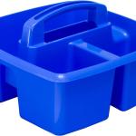 Storex 3-Compartment Small Cdy – Multipurpose Classroom Organizer with Handle, Azure, 6-Pack (00947A06C)