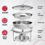 IMACONE Chafing Dish Buffet Set of 6 Pack, 5QT Round Stainless Steel Chafer for Catering, Upgred Chafers and Buffet Warmer Sets with Food & Water Pan, Lid, Frame, Fuel Holder for Event Party Holiday