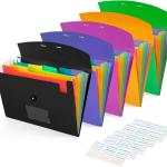 5 Pack 7-Pockets Expanding File Folder Accordion File Organizer, A4 Letter Size Paper Document Receipt Holder for School Office Supplies