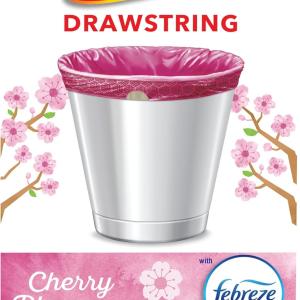 Gl Small Trash Bags 4 Gallon, Febreze Cherry Blossom Garbage Bags, Odor Resistant with Drawstring, 80 Count