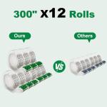 Double Sided Tape for Gift Wrapping with Dispenser, 3/4 in x 300 in, Double Stick Tape 12 Pack, Christmas Wrapping Paper Tape, Linerless, Office and School Supplies