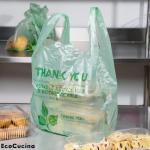 500 Biodegrable Compostable Thank You Plastic Bags - Grocery Shopping Bag with Handles [12" X 6.5" X 22"] Eco Friendly Green Plastic T Shirt Bags for Small Business Restaurant Supplies Retail Store