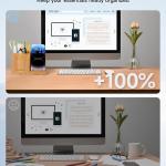 Bamboo Pen Holder for Desk & Nightstand Organizer with Fast Wireless Charging for iPhone, Samsung & More – Office Desk Accessories for Men/Women (Bamboo)