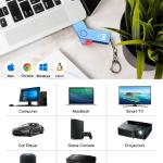 MOSDART 64GB USB 2.0 Flash Drive, with Keychain Loop, Swivel Design with LED Light, exFAT Memory Stick for Computers, System Backup, Data Storage Thumb Drive, Green and Blue (Pack of 2)