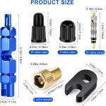 26 Pieces Presta Valve Core Repair Kit，Tubeless Valve&Presta Valve Caps；Valve Core Removal Tool and apter with Black Tire Valve Caps
