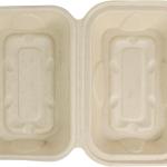 World Centric Compostable Fiber Hinged Hoagie Box 9x6x3 - Plant Fiber with no ded PFAS - 100 Pack