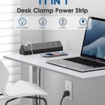Jgstkcity Desk Clamp Power Strip USB C,40W Total Fast Charging Station,4 PD 20W USB C Ports,Desk Edge Mount Surge Protector,5 Outlets,Fit 1.96" Tabletop Edge,ETL Listed