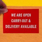 Decal Stickers Multiple Sizes We are Open Carry-Out & Delivery Available Cafe Restaurant Industrial Vinyl Safety Sign Label Restaurant & Food Design Only 20x14Inches