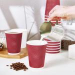 JollyPack 60 Pack 12 oz Paper Coffee Cups, Wine Red Disposable Beverage Cups with Insulated Ripple Wall for Coffee, Tea, and Hot Chocolate