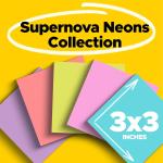Post-it Super Sticky Notes, 24 Sticky Note Ps, 3 x 3 in., School Supplies, Office Products, 2X The Sticking Power, Supernova Neons Collection