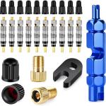 26 Pieces Presta Valve Core Repair Kit，Tubeless Valve&Presta Valve Caps；Valve Core Removal Tool and apter with Black Tire Valve Caps