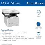 Brother Professional Laser Printer All-in-One with Scanner and Copier, High-Speed 50 ppm Monochrome Printing, Wireless Network Rey, Dual-Band WiFi, Auto 2-Sided Print (MFC-L5915DW)
