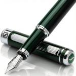 Scriveiner British Racing Green Fountain Pen - Stunning Luxury Pen with Chrome Finish, Schmidt Nib (Medium), Best Pen Gift Set for Men & Women, Professional, Executive, Office, Nice Pens