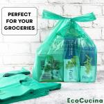 500 Biodegrable Compostable Thank You Plastic Bags - Grocery Shopping Bag with Handles [12" X 6.5" X 22"] Eco Friendly Green Plastic T Shirt Bags for Small Business Restaurant Supplies Retail Store