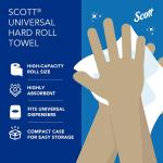 Scott Professional Essential Universal High-Capacity Hard Roll Paper Towels, Bulk (01005), Hardwound 1.5" Core, Absorbency Pockets, White (6 Rolls at 1,000' Each, 6,000'/Case)