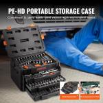 VEVOR Mechanics Tool Set and Socket Set, 1/4" 3/8" 1/2" Drive Deep and Standard Sockets, 450 Pcs SAE and Metric Mechanic Tool Kit with Bits, Combination Wrench, Hex Wrenches, Accessories, Storage Case