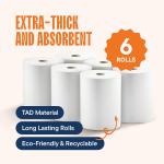 Industrial Paper Towels 10 x 800 White Roll Towels High Capacity Premium Quality (TAD Fabric Cloth Like Texture) Fits Touchless Automatic Commercial Towel Dispenser (Packed 6 Rolls)