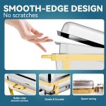 Chafing Dishes for Buffet 4 Pack, 9QTGold & Silver Stainless Steel Food Warmers Elegant & Sturdy Chafing Dish Buffet Set, Complete Set for Weddings & Catering