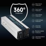 WZRELB 1000W Pure Sine Wave Inverter 24V DC to 110V 120V AC Power Converter with LED Display, Off-Grid Portable Power Inverter with 2 AC Outlets for Home, RV, Truck, Camping