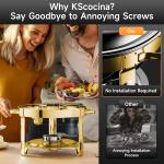 Chafing Dishes for Buffet, 4 Pack 5QT Round Stainless Steel Chafing Dish Set for Home Parties, Christmas Gatherings, Catering Events Complete Buffet Warmer Set (Golden 4)