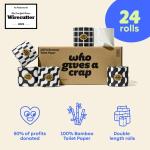 Who Gives A Crap 100% Bamboo Toilet Paper, 24 Rolls, 3 Ply, 330 Sheets, Long, Strong & Soft Toilet Tissue, Renewable, Tree Free Bathroom Tissue Me with Bamboo Fibers