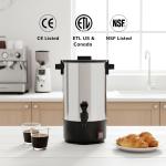 SYBO Commercial Gre Stainless Steel Percolate Coffee Maker, Hot Water Urn for Catering, Hot Beverage Dispenser, 40-Cup, 6L, Metallic