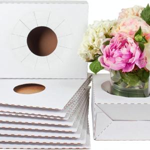 Holiday Designs - Pop-Up Florist Delivery Box, Heavy Duty Corrugated Cardboard Vase Boxes for Secure Floral Arrangements During Transport, 12 x 10 x 4.5 (Extra Large - 10 Pack)
