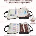 Bible Cover Case for Women, Large Bible Bag with Removable Pencil Case, Water Bottle Pocket and Shoulder Strap for Bible Study Supplies, Church Carrying Journaling Kit, Christian Gift for Women