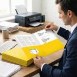 Zzrywuty 25 Packs Paper Folders with Pockets for Students, Businessmen and Office Workers,Letter Size,Two Pocket Folders with Card Slot for Office,Business,School Supplies (Yellow)