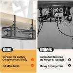 Under Desk Cable Management Tray Black, Cinati Wire Organizers No Drill, Cable Tray with Clamp for Wire Management, Cord Organization Box for Office, Home - No Damage to Desk